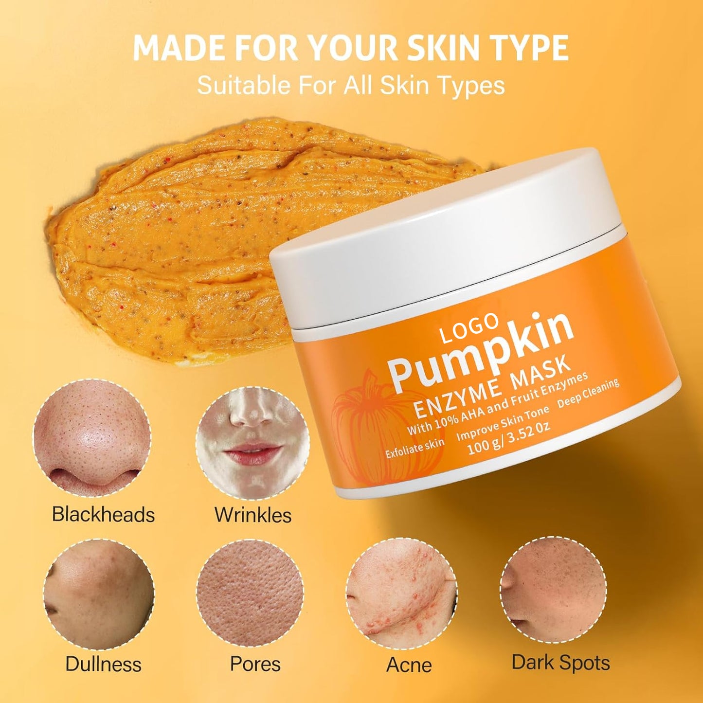 Masker pembersih pengelupasan enzim labu yang diproses secara khusus