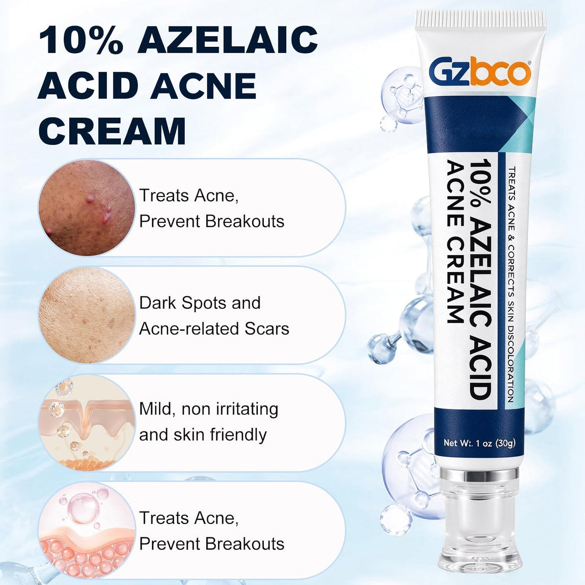Produsen OEM Krim Jerawat dengan 10% Asam Azelaat | Skincare Merek Pribadi